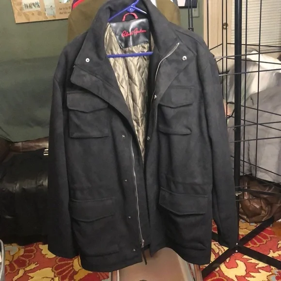 Men's Black Soft suede-like Jacket Coat with quilted lining by Robert Graham XXL - Picture 1 of 8